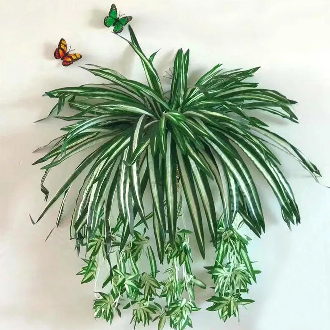 3 головки искусственный цветок Bracketplant Chlorophytum Orchids ротанга настенный Шелковый