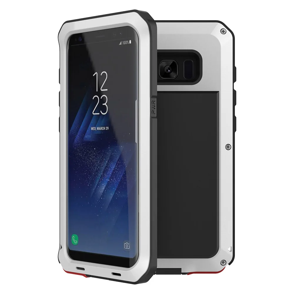 white Металлический противоударный защитный чехол в стиле милитари для samsung Galaxy S8 S9 Plus S7 S6 Edge S5 S4 Note 8 5 4 3 S9 - Цвет: white