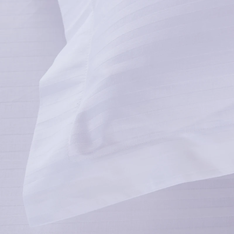 Белоснежный атлас полосы 4 Шт. пододеяльник + простыня наволочка 100% хлопок мягкий