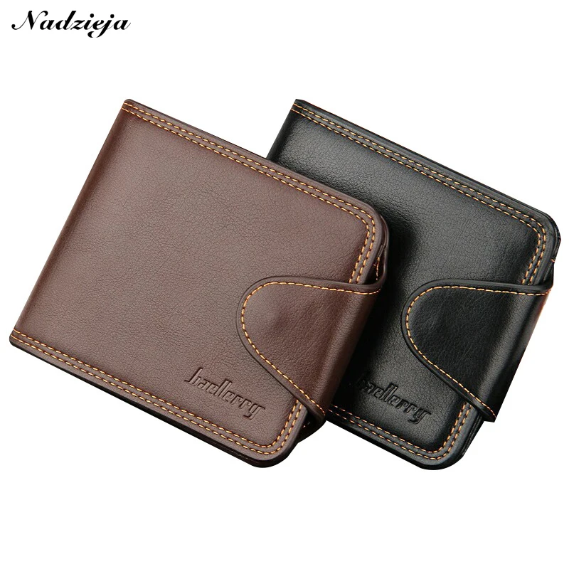 Кошелек мужской с застежкой и держателем для кредитных карт из кожи | Багаж сумки