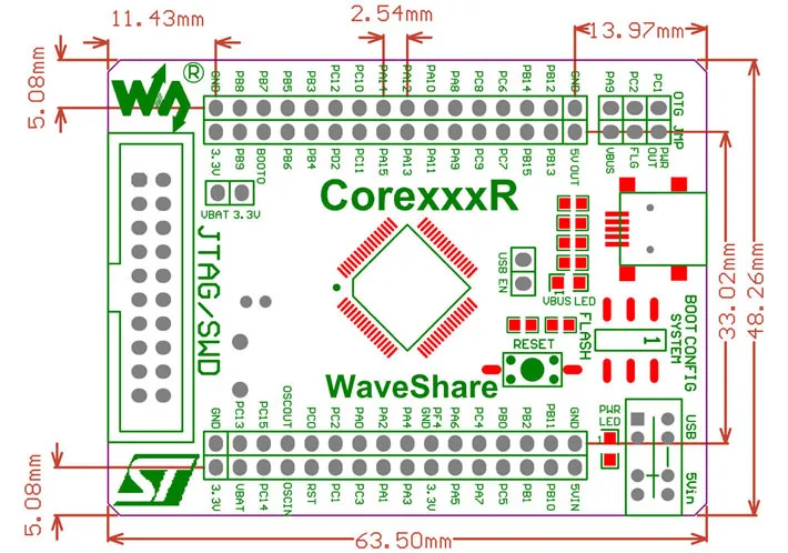 Системная плата STM32 Core103R STM32F103RCT6 STM32F103 ARM Базовая для оценки и разработки с полной