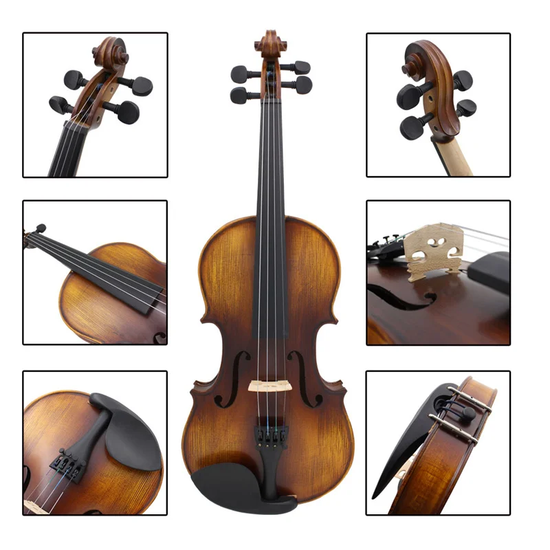 

Violin AV-508 4/4 Full Size Acoustic Violin Fiddle Kit Solid Wood Matte Finish Ebony Face Board 4-String Instrument With Case
