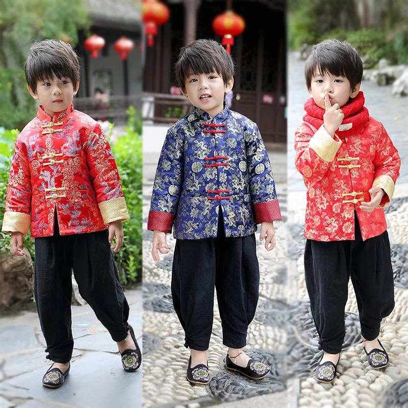 

Baby Boy Dragon Tang Coat Long Sleeve Clothing Kid Costumes Boy Jackets Outfit Tops