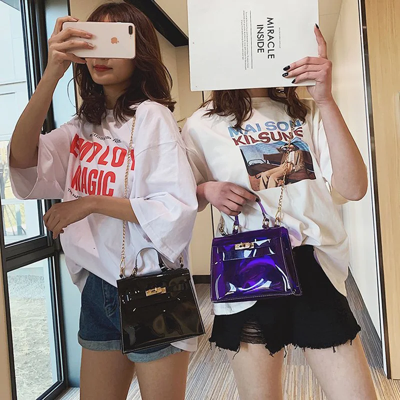 Сумки для women2019 Новый цепи прозрачная сумка женская замок ПВХ открытка сумки из