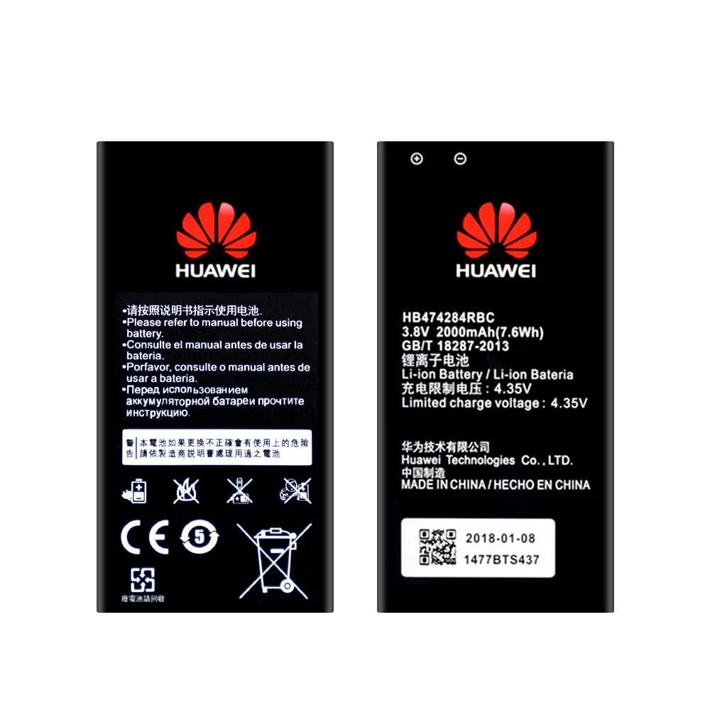 Оригинальный аккумулятор Hua Wei HB474284RBC для Huawei y550 y560 y625 y635 y5 g521 g620 Honor 3c Lite C8816 2000mAh |