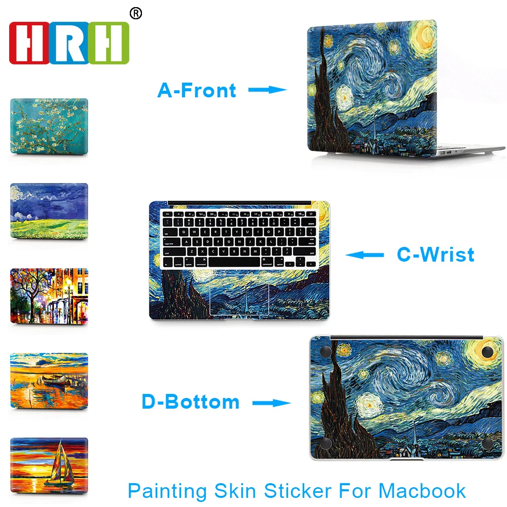 HRH 3 в 1 наклейка для Macbook Air 11 12 13 Pro 13 15 retina наклейка на ноутбук настенный автомобиль виниловая наклейка с логотипом матовая накладка на ладонь