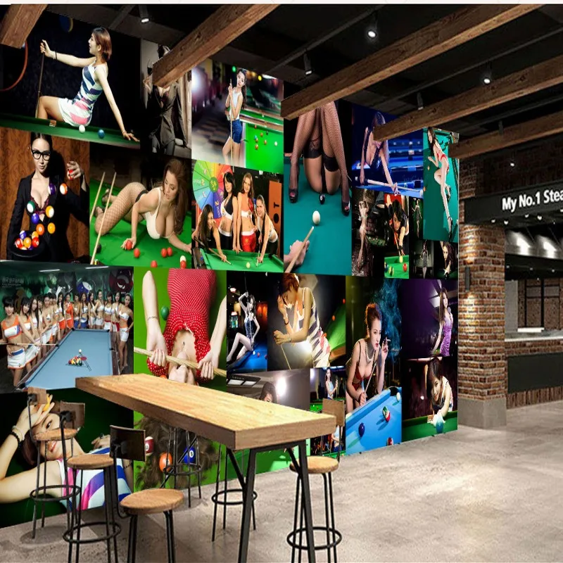 Фотообои современный Бильярд комната снукер сексуальная красота фото стена