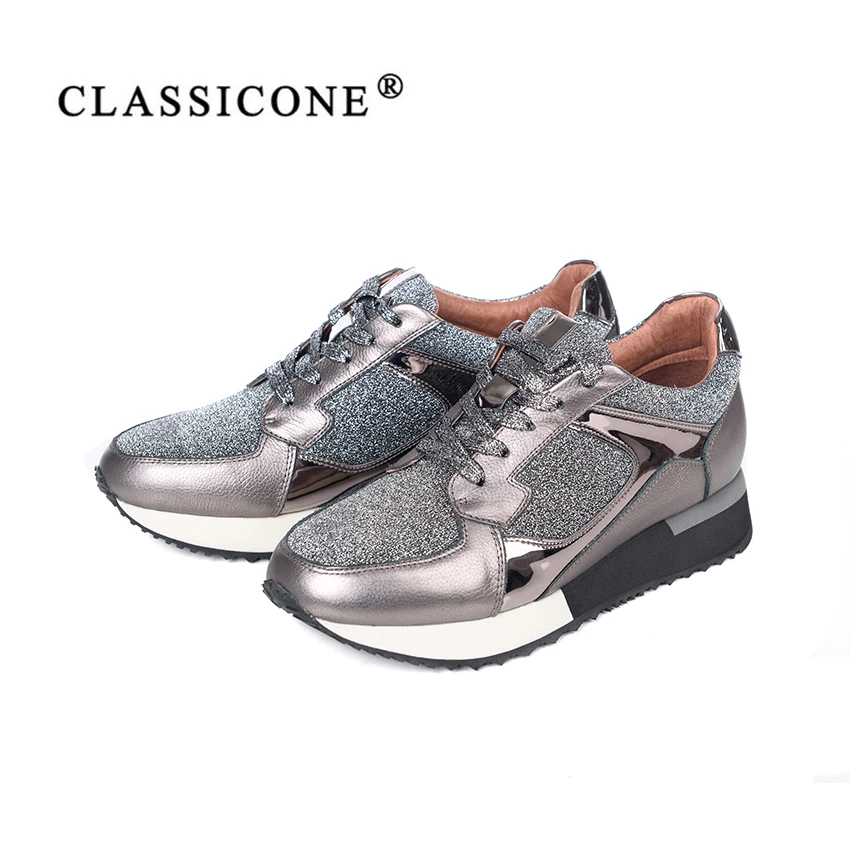 CLASSICONE 2018 осенние модные женские кроссовки со стразами модная обувь на шнурках
