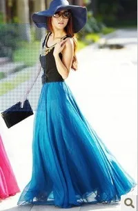 2017 Летняя Пляжная длинная шифоновая юбка в богемном стиле макси с расклешенным