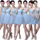 Juniorнедорогие элегантные пышные платья голубого цвета для девочек; Платье подружки невесты для свадьбы; B3384
