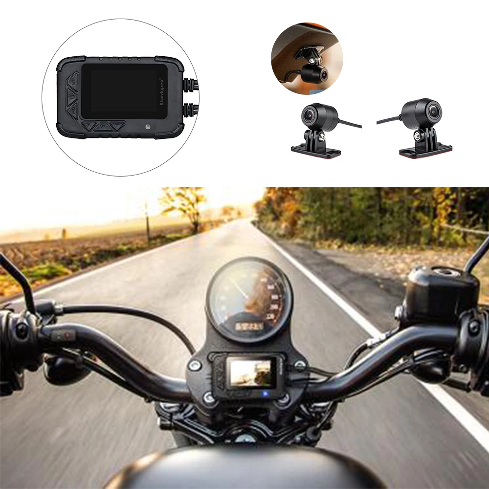 Blueskysea Dual Full HD1080P Motorcycle DVR Camera Para Moto Waterproof G-sensor Motocicleta Motosiklet Kamera Motorbike Dashcam - Мотоциклетная камера Blueskysea Dual Full HD1080P с защитой от воды, G-сенсором и записью на два канала.