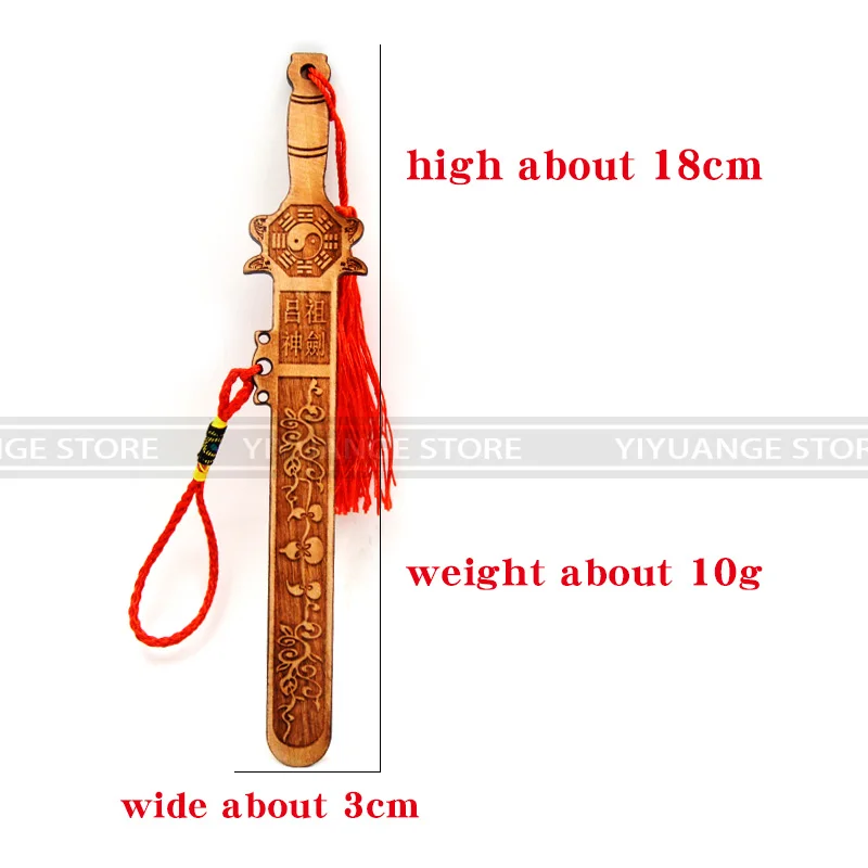 Фэн шуй Тай Чи восемь схем резьба по дереву персика меч ручной работы украшение