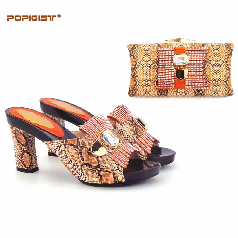 Оранжевый с текстурами модная итальянская обувь сумка в комплекте Искусственная