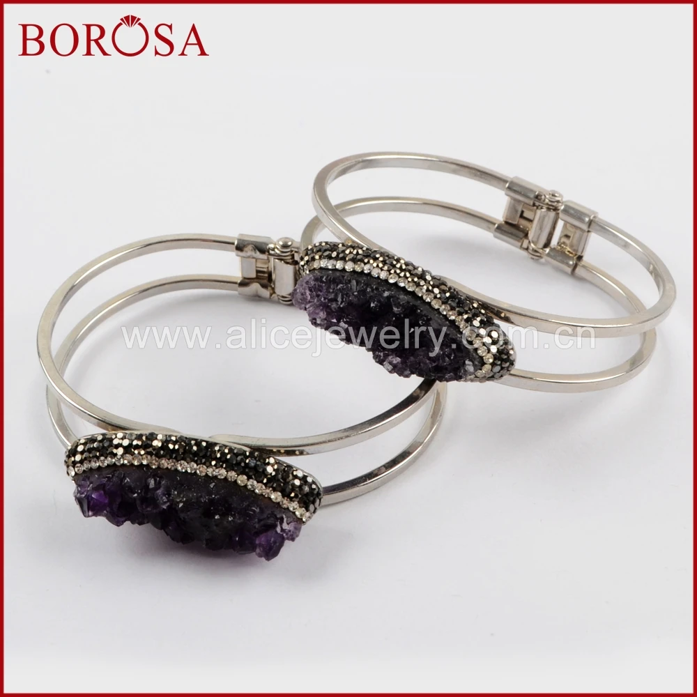 BOROSA 3/5 шт. натуральный маркиз бриллиантовый кристалл друза браслеты Drusy ювелирные
