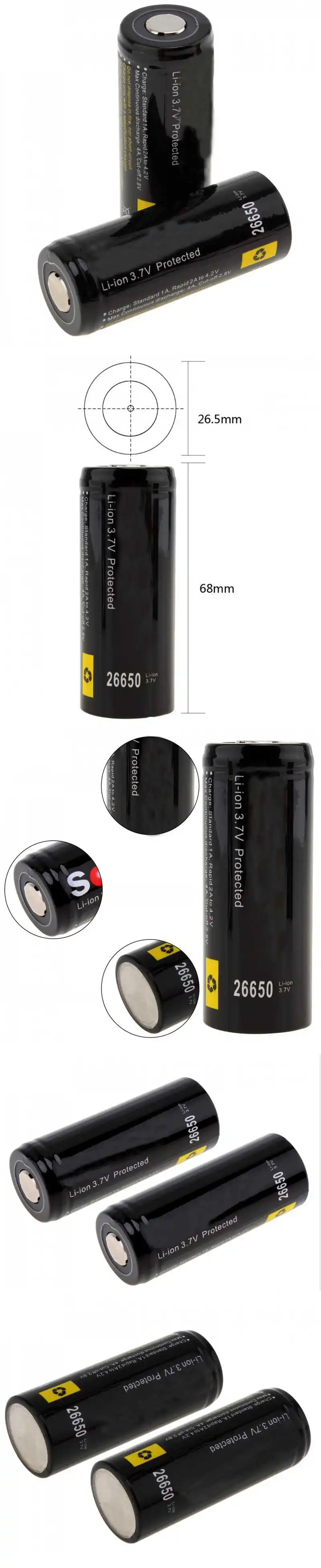2 шт Soshine 3,7 v 5500 mah 26650 литий-ионная аккумуляторная батарея с защитой от высоких разрядов+ Чехол-держатель