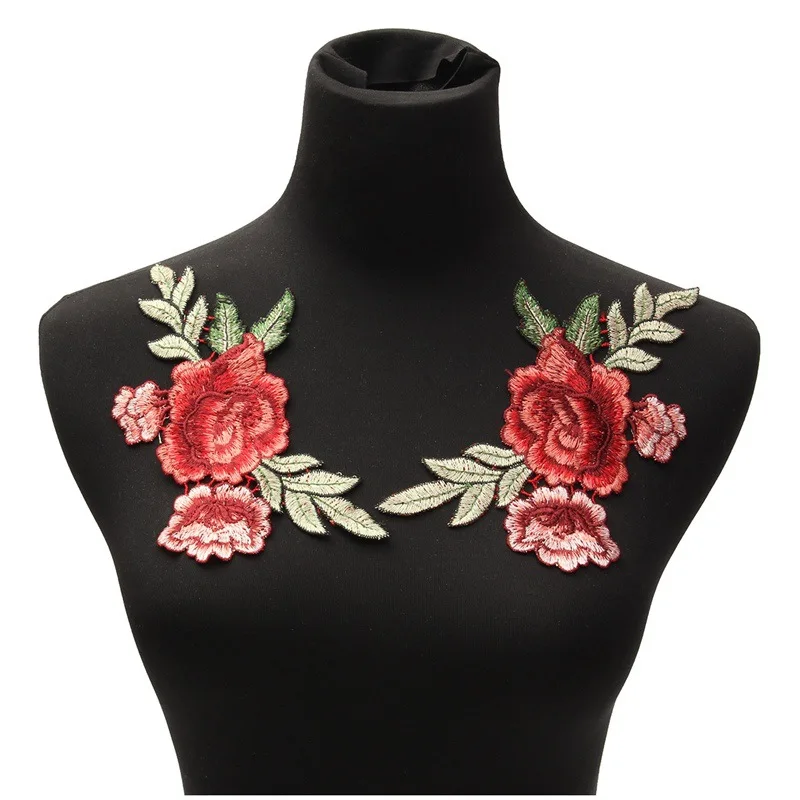 Новинка 1 пара блестящих цветочных нашивок пришивная аппликация в виде красной