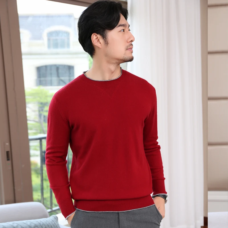 Man Sweaters Hight Quality 100% Goat Cashmere Knitting Pullovers Hot Sale Men Jumpers 4Colors Standard Clothes Cashmere Knitwear