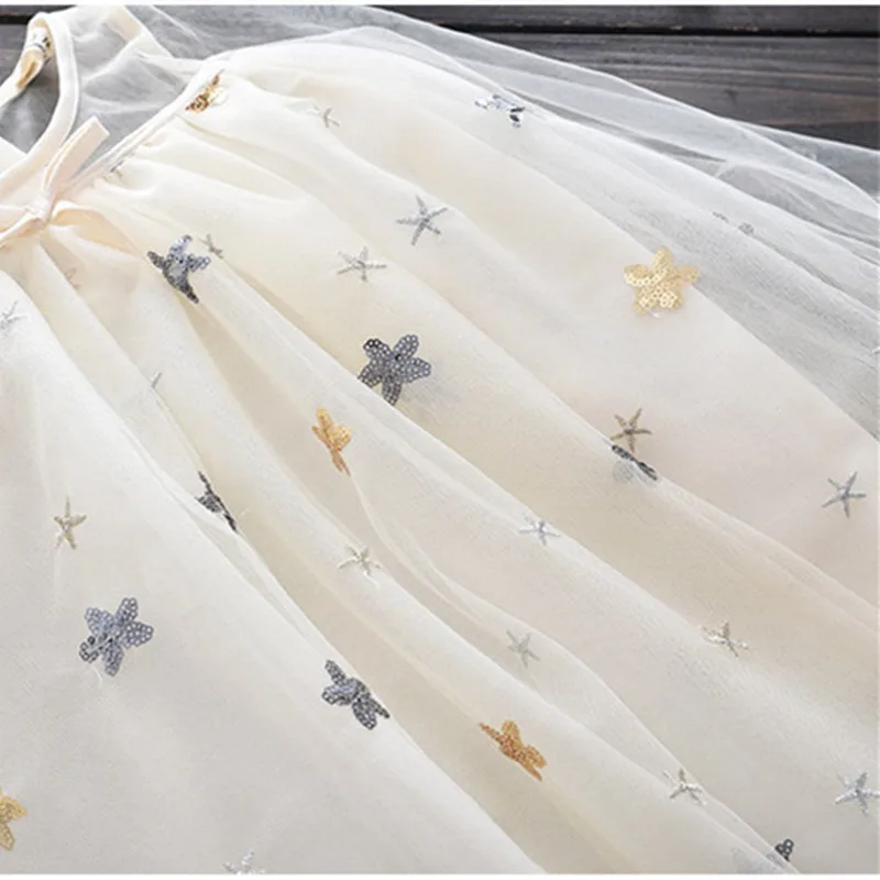 DFXD England Style Baby Lace Princess Dress Long Sleeve Star Print Little Girls Birthday Party Kids Costume Vestido 2-8Y | Детская