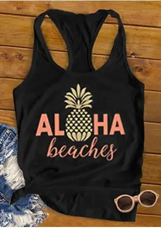 

New Women Tank Tops Summer Sleeveless Aloha Beaches Pineapple Racerback Tank Tops Fashion Summer Casual O-Neck Ladies Tops Tee