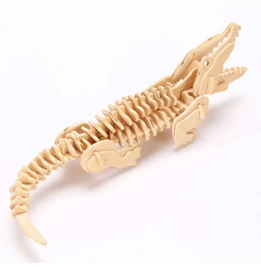 crocodile Милые игрушки DIY 3D деревянные головоломки/11 моделей Развивающие деревянные Мультяшные Животные головоломки Детский подарок - Цвет: crocodile
