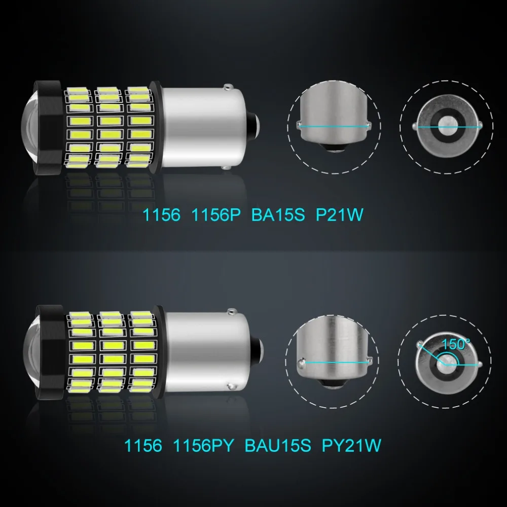 2 шт. 1156 BA15S P21W LED BAU15S PY21W светодиодные лампы R5W R10W 12V Белый Красный Янтарный