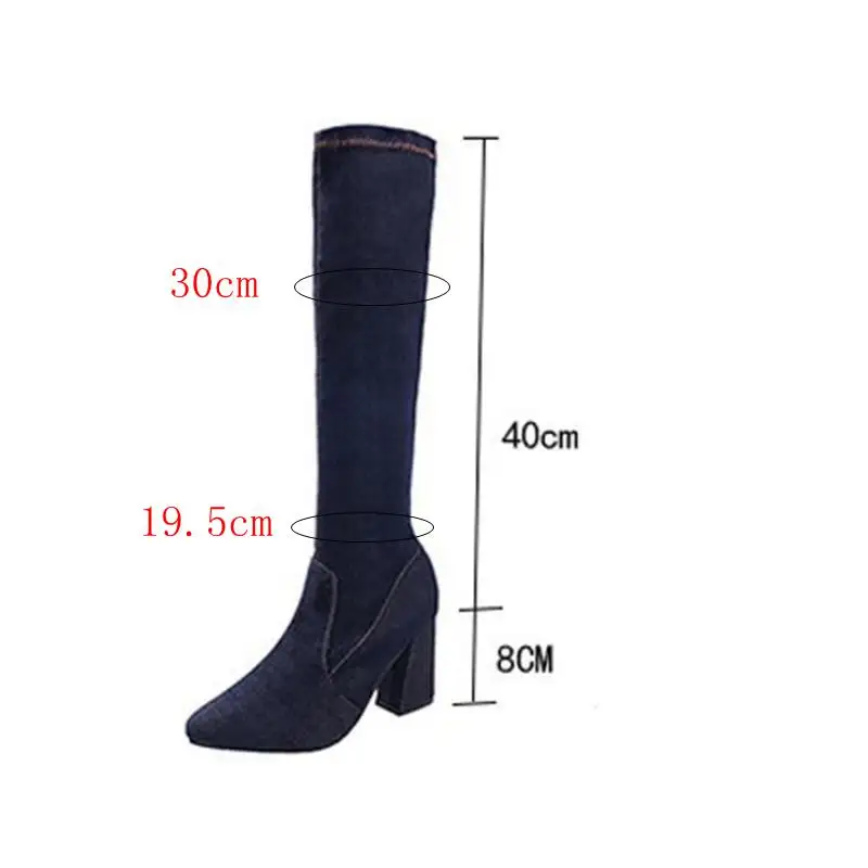 ASILETO джинсовые женские эластичные вечерние сапоги до колена на молнии