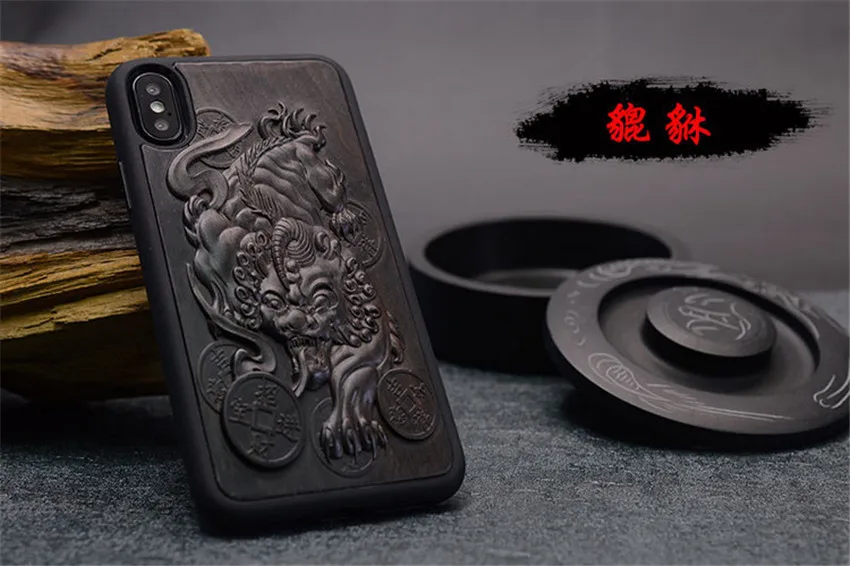 Роскошные изделия из резного черного дерева 3D стерео чехол для iPhone XS TPU полная защитная задняя крышка чехол для телефона чехол s для iPhone X XR XS Max