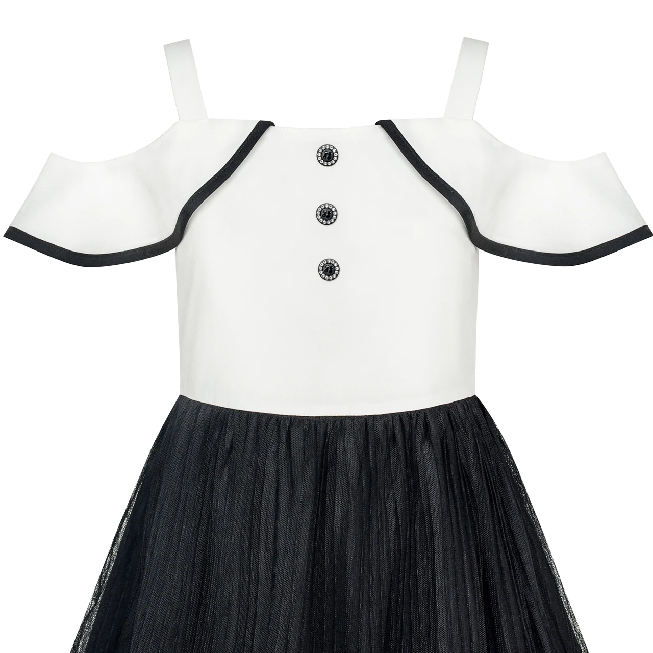 Girls Dress White and Black Chiffon Lace Cold Shoulder 2020 Summer Princess Wedding Party Dresses Size 6-12 Carnival Vestidos | Детская