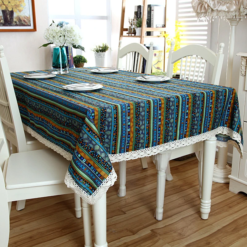 Скатерть из льна и хлопка блестящая в полоску|table cloth|linen cotton tableclothcotton tablecloths |