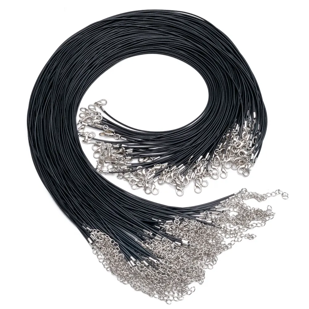 

120Pcs/Lot 20" Necklace Cord with Clasp for Bracelet and Jewelry Making Accessories .1.5mm Thickness,Black Bulk