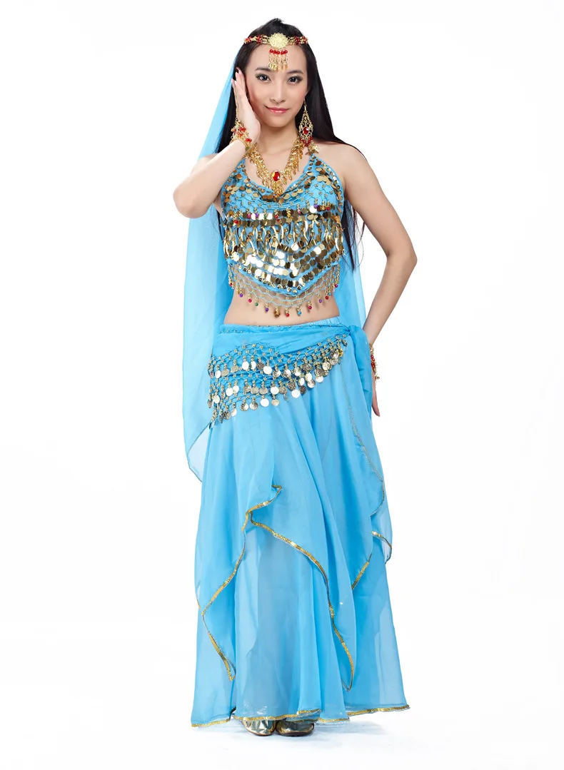 Light Blue 5 шт./компл. живота Танцы костюмные комплекты египет живота Танцы костюм Болливуд костюм Индийский платье для Танцев Живота Танцы платье - Цвет: Light Blue