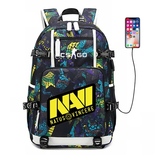 Style 21 CS GO FNATIC Virtus рюкзак USB порт рюкзак сумка Змеиный узор Подростковая Студенческая школьная сумка дорожная сумка для ноутбука - Цвет: Style 21