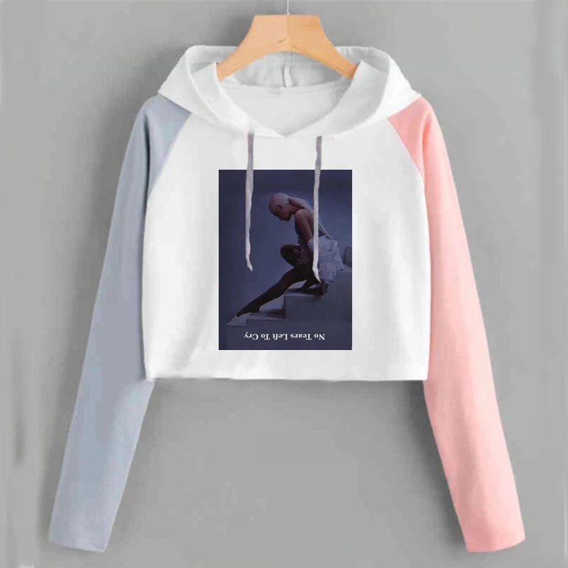 pink 24 Ariana Grande, укороченный топ с капюшоном, Женская Толстовка без слез, толстовка с надписью «Thank U Next Imagine Yuh», весенне-осенняя укороченная одежда - Цвет: pink 24