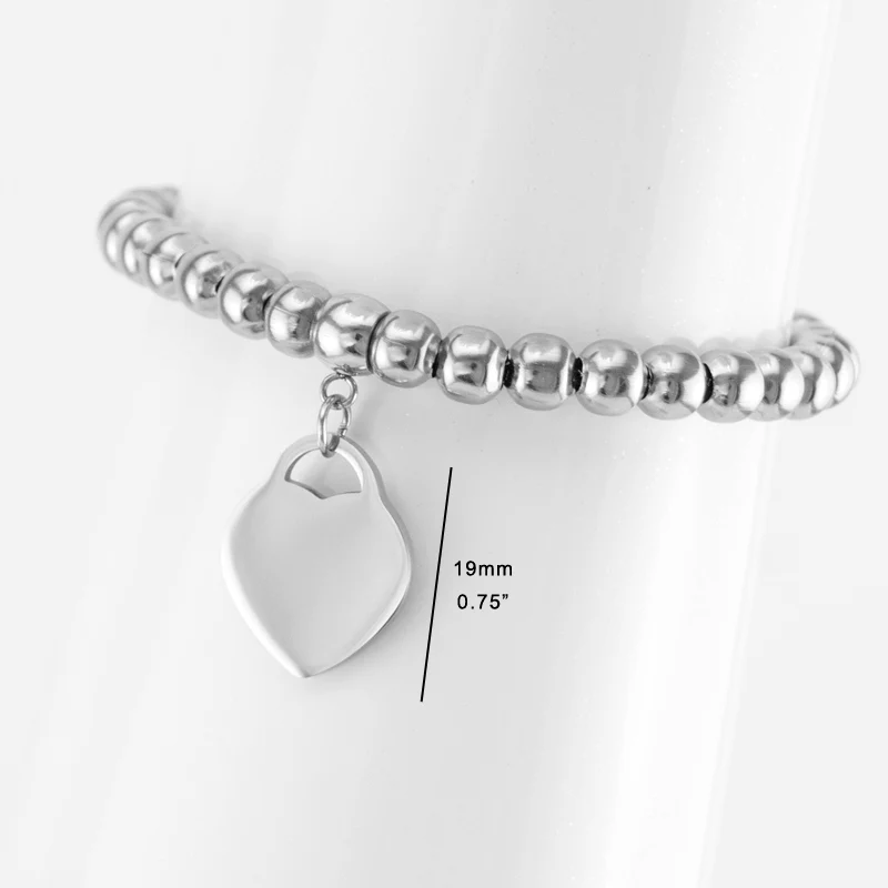 Stainless Steel Four Leaf Clover Heart Charm Bracelet Metal Beads Chain Gift for Wife Girls Wholesale | Украшения и аксессуары