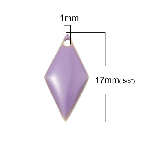 2 DoreenBeads, Модная медная эмалированная Подвеска со стразами, Ромб, латунь, красочные ювелирные изделия, сделай сам, Подвески 17 мм x 8 мм, 10 шт - Окраска металла: 2