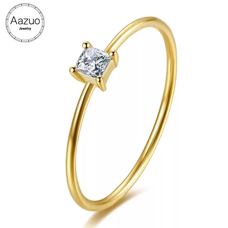 Aazuo 100% 18K желтое золото (Au750) настоящие бриллианты Принцесса Форма зубец Установка