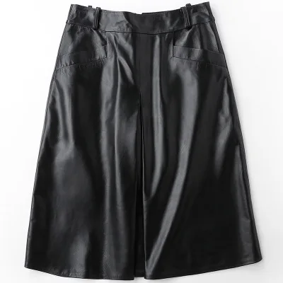 Sheepskin Half-length A-line Leather Skirt | Женская одежда