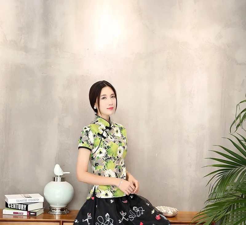 Шанхай история смесь льняной Китайский традиционный Топ Qipao рубашка для Женский Чонсам стильная рубашка китайская Блузка для дам