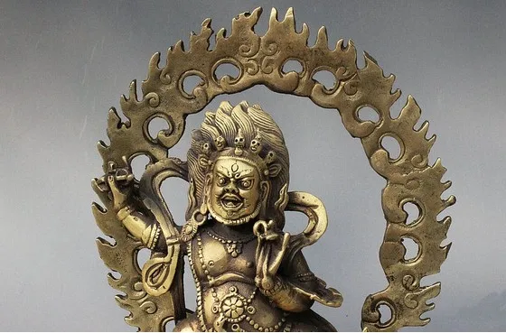 YM 317 тибетская буддистская Fane Бронзовая статуя Vajrapani Chana Dorje Правдивая