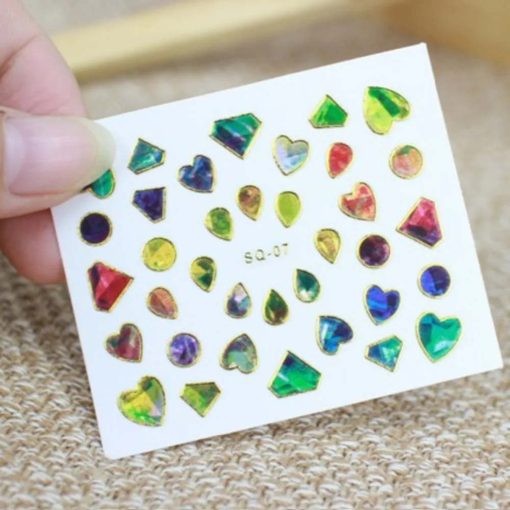 24 шт./лот блестящие DIY клейкие наклейки для ногтей лазерные дизайны в стиле