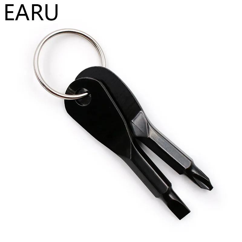 New Stainless Steel Mini Keychain Pocket Tool Slotted Phillips Screwdriver Set EDC Outdoor Multifunction Key Shape Ring Auto Car | - Фото №1