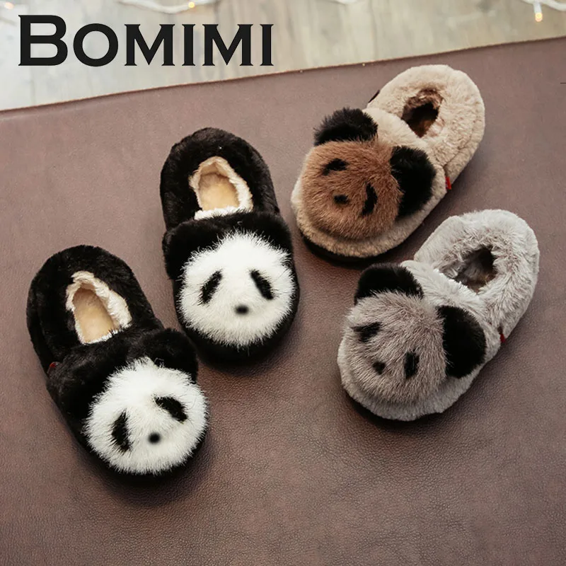 BOMIMI/детские тапочки для мальчиков домашние с милой пандой слипоны и девочек