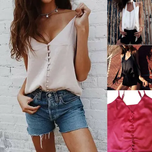 Женский шифоновый топ без рукавов Повседневная Свободная футболка с v-образным
