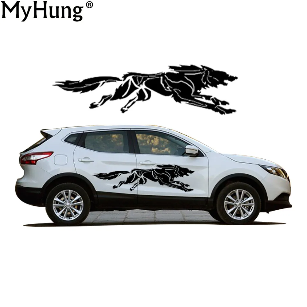 

New For Nissan Qashqai Car Styling A Howling Wolf Creative Car Stickers PVC Large Wild Animal Decals Black And White 2 Color