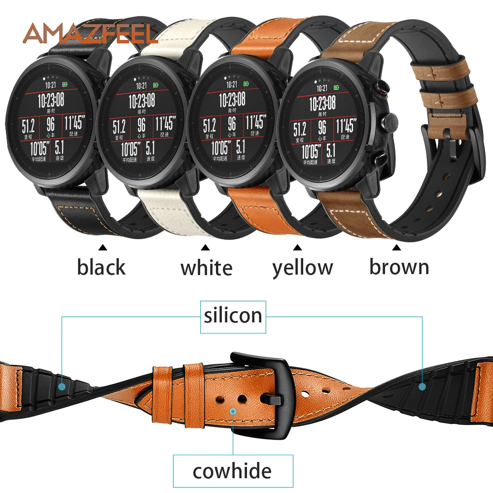 22 мм кожаный ремешок для Xiaomi Huami Amazfit Stratos 2 Смарт часы браслет из натуральной