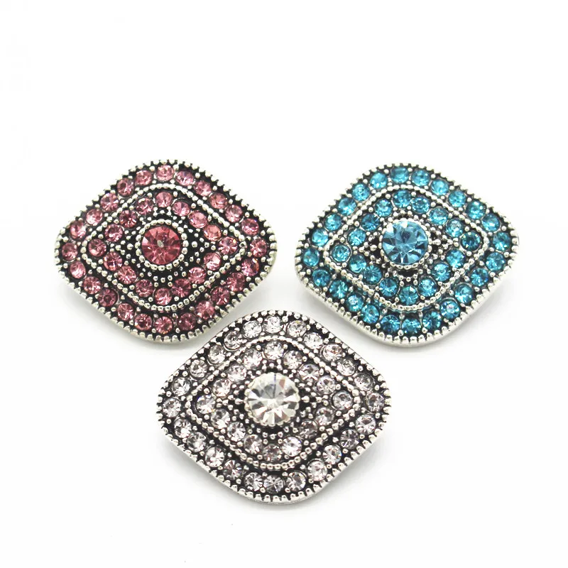 

Mixs 6pcs/lot Snap Jewelry 3 Colors Full Crystal Eye Snap Buttons Fit 18mm/20mm Snap Bracelet DIY Jewelry Making