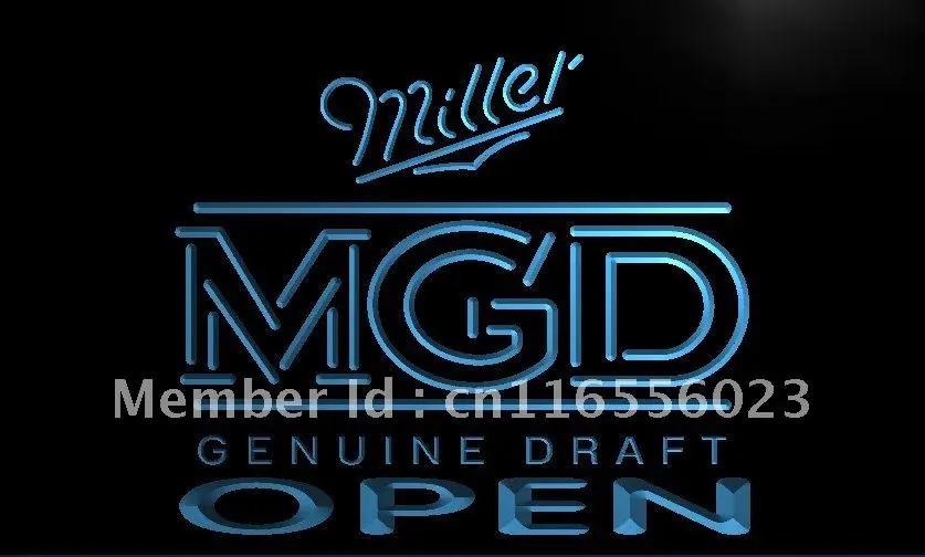 

LA056- Miller MGD Beer OPEN Bar LED Neon Light Sign home decor crafts