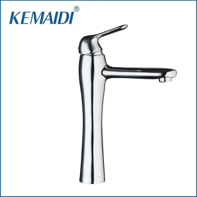 

KEMAIDI New Bathroom Basin Vessel Sink Mixer Hot/Cold Water Tap Deck Mounted Single Handle Faucet Bathroom Chrome Basin Faucets