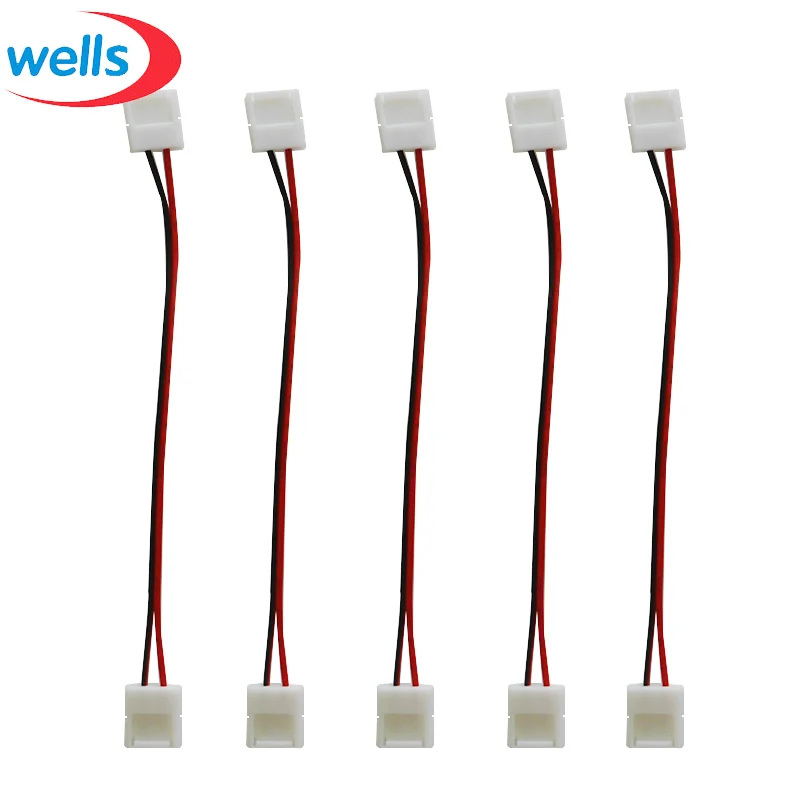 100 шт 10 мм PCB 2 контактный разъем провода кабель для светодиодной ленты 5050 одного