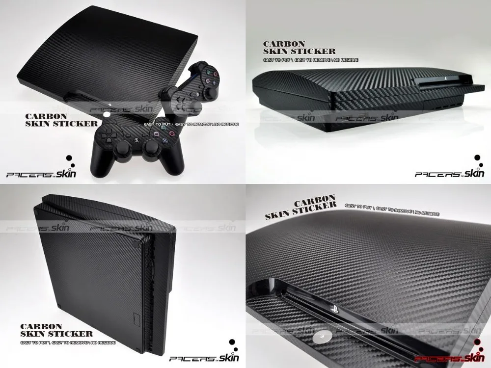 Черная Виниловая защитная наклейка из углеродного волокна для Sony PS3 Slim PlayStation 3 и 2